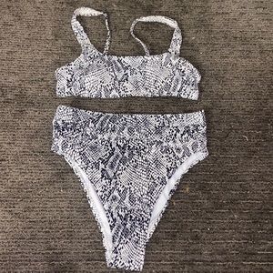 Snake print high waisted bikini set